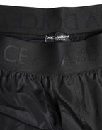 Dolce & Gabbana Black Logo Print Beachwear Men Shorts Swimwear