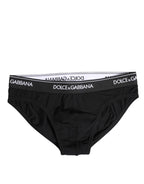 Dolce & Gabbana Black Cotton Stretch Regular Brief Underwear