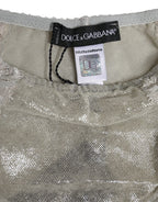 Dolce & Gabbana Gray Cotton Floral Lace High Waist Panty Underwear
