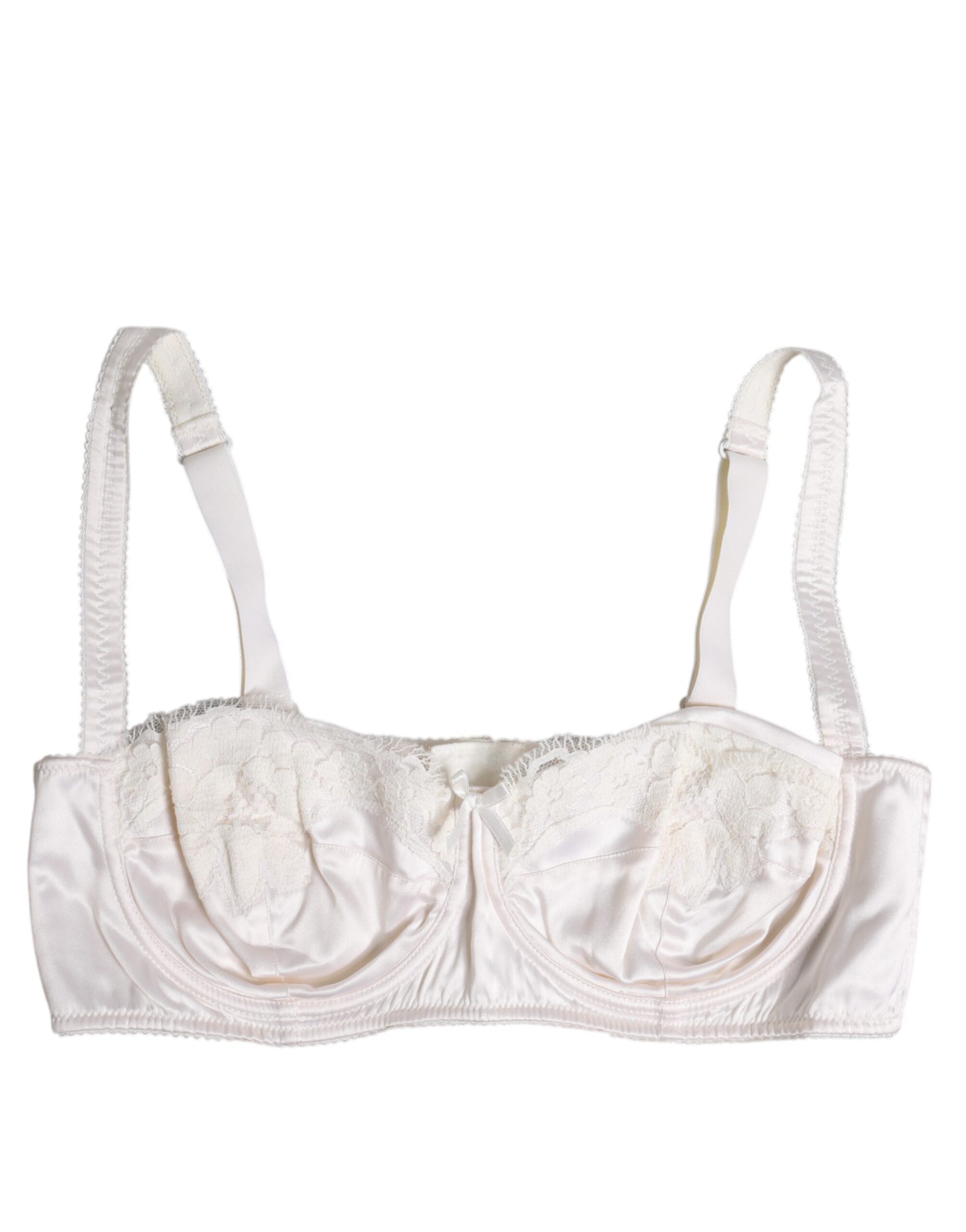 Dolce & Gabbana White Silk Underwired Balconette Bra Underwear