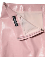 Dolce & Gabbana Glossy Pink Cotton Mid Waist Mini Skirt