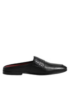 Dolce & Gabbana Black Calfskin Leather Slip On Loafers Shoes