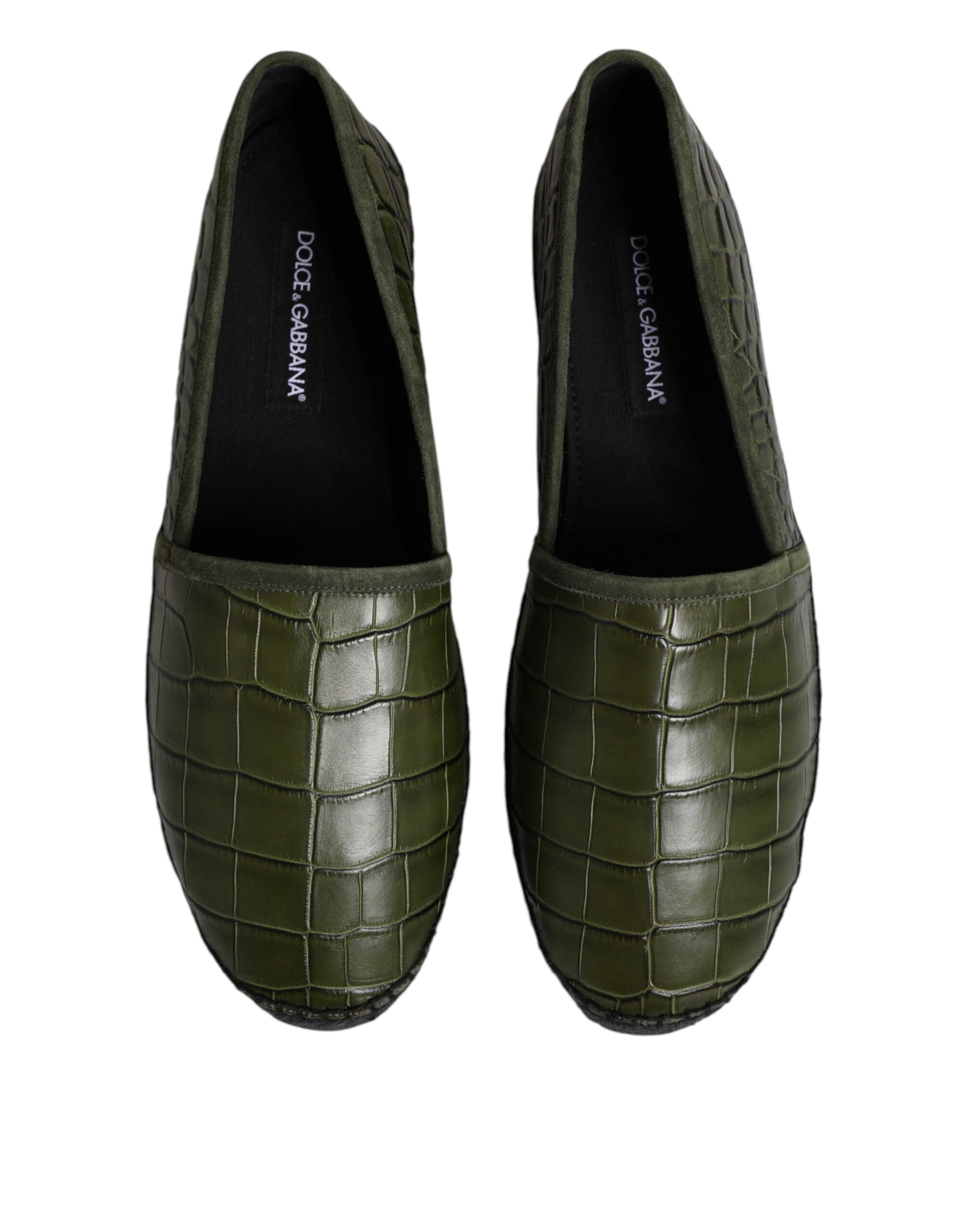 Dolce & Gabbana Green Exotic Leather Espadrilles Slip On Shoes