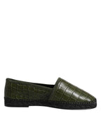 Dolce & Gabbana Green Exotic Leather Espadrilles Slip On Shoes