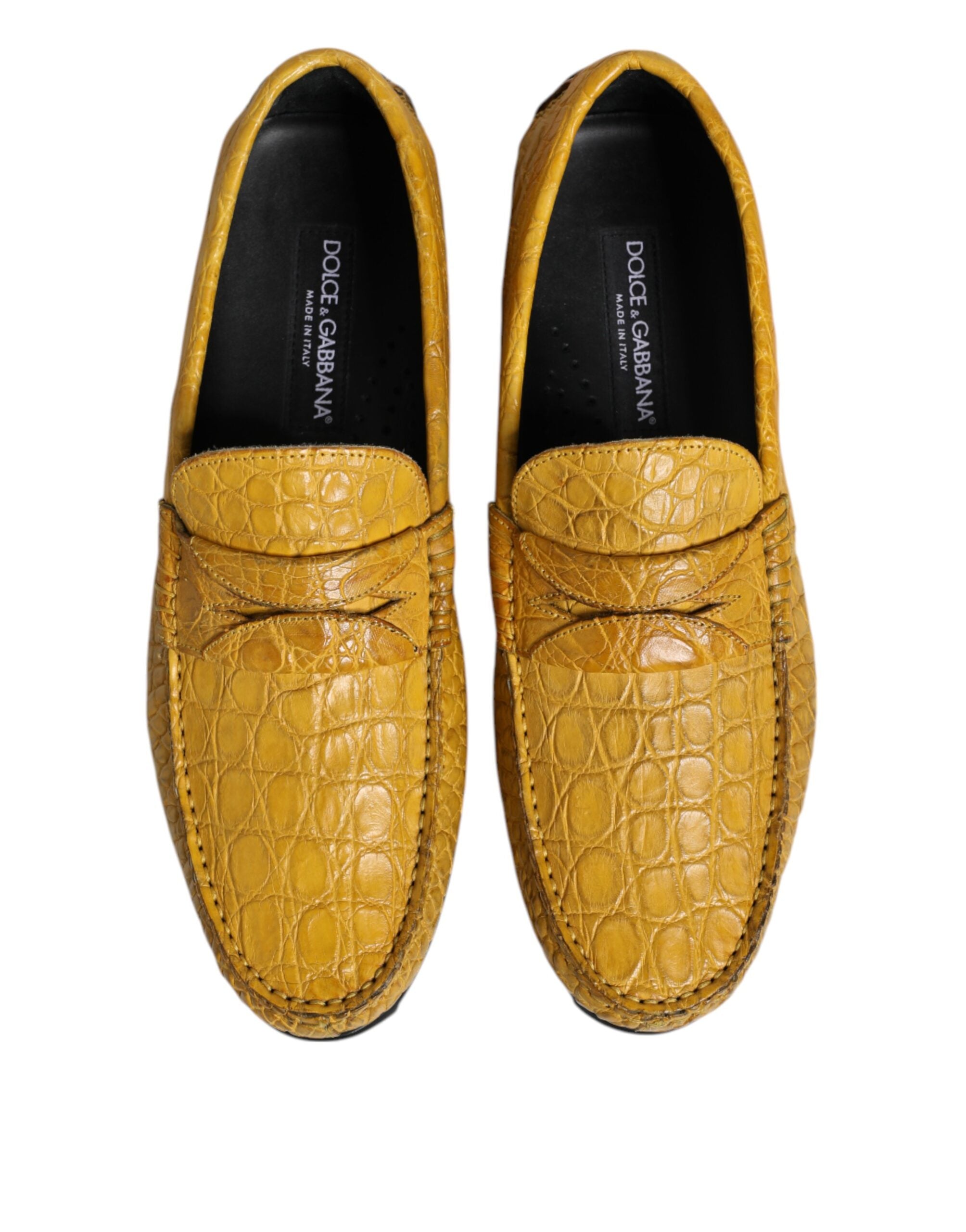 Dolce & Gabbana Yellow Exotic Leather Loafers Slip On Shoes