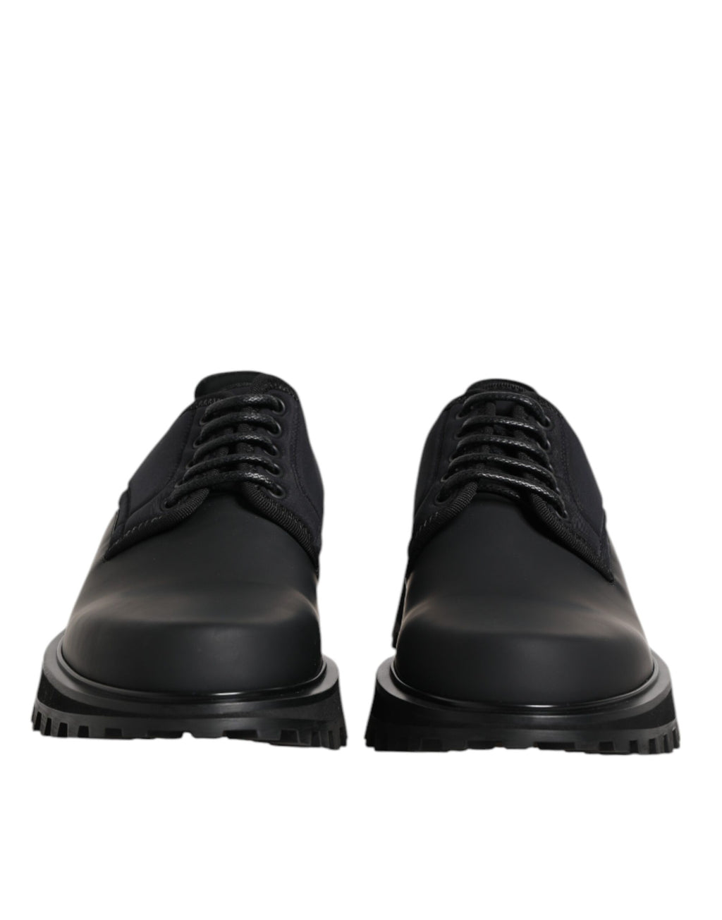 Dolce & Gabbana Black Leather Lace Up Trekking Dress Shoes