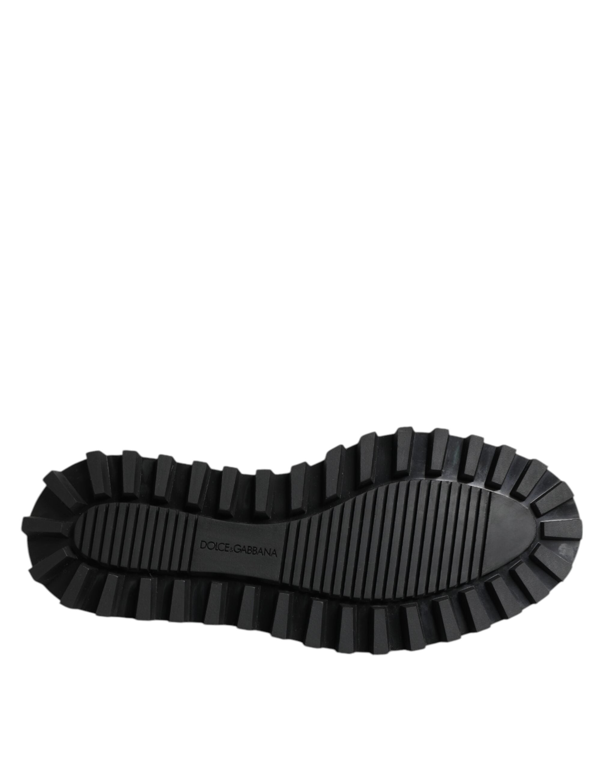 Dolce & Gabbana Black Leather Lace Up Trekking Dress Shoes