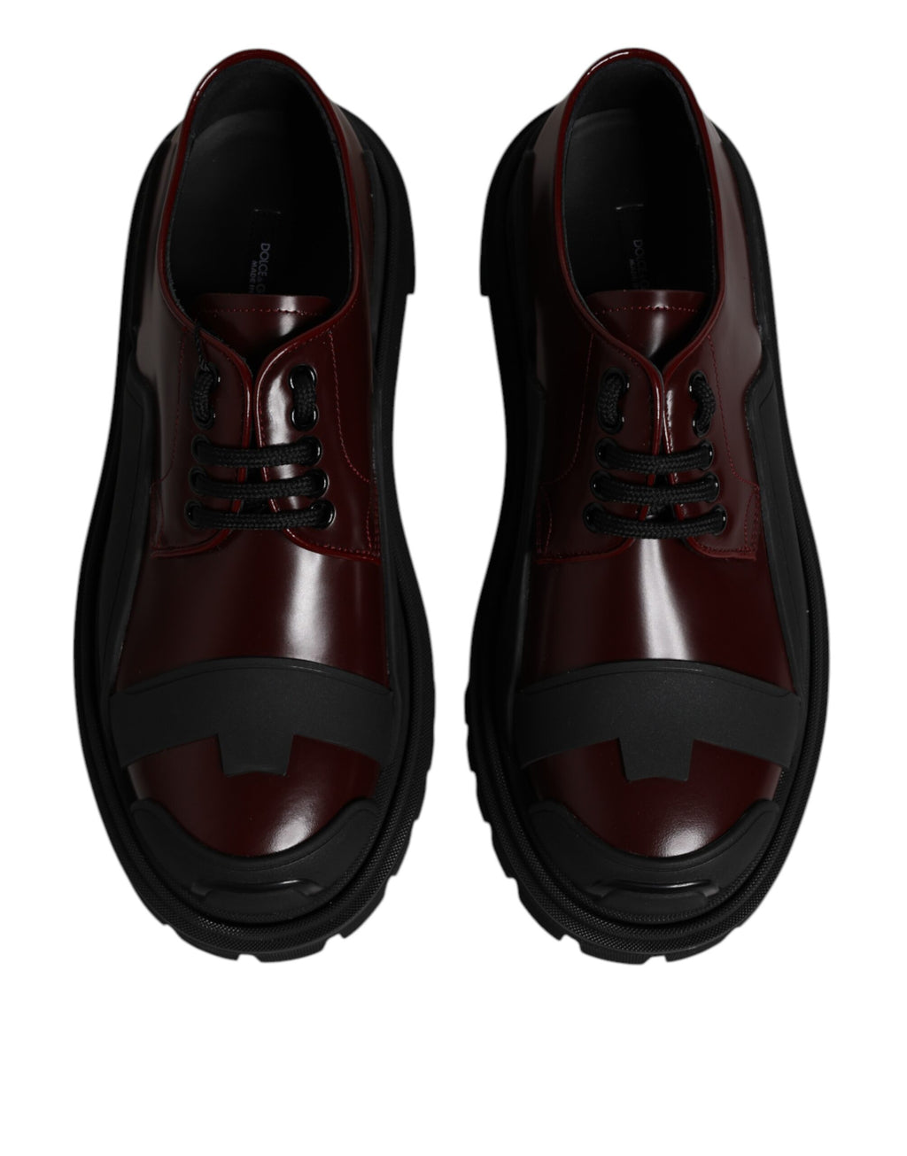 Dolce & Gabbana Red Leather Lace Up Trekking Dress Shoes