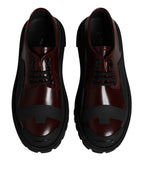 Dolce & Gabbana Red Leather Lace Up Trekking Dress Shoes