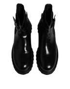 Dolce & Gabbana Black Belted DG Logo Men Chelsea Boots Shoes
