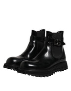 Dolce & Gabbana Black Belted DG Logo Men Chelsea Boots Shoes