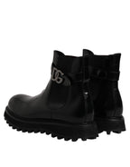 Dolce & Gabbana Black Belted DG Logo Men Chelsea Boots Shoes