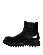 Dolce & Gabbana Black Belted DG Logo Men Chelsea Boots Shoes