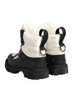 Dolce & Gabbana Black White Padded Lace Up Short Boots Shoes