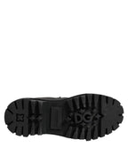 Dolce & Gabbana Black White Padded Lace Up Short Boots Shoes