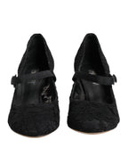 Dolce & Gabbana Black Mary Jane Taormina Lace Pumps Shoes
