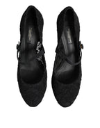 Dolce & Gabbana Black Mary Jane Taormina Lace Pumps Shoes