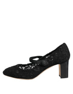 Dolce & Gabbana Black Mary Jane Taormina Lace Pumps Shoes