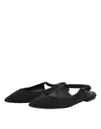 Dolce & Gabbana Black Crystal Charmeuse Slingback Shoes