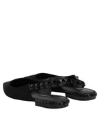 Dolce & Gabbana Black Crystal Charmeuse Slingback Shoes