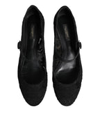 Dolce & Gabbana Black Vally Taormina Floral Lace Pumps Shoes