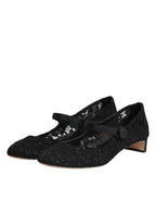 Dolce & Gabbana Black Vally Taormina Floral Lace Pumps Shoes