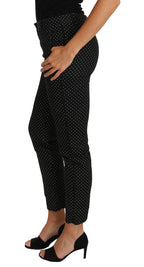 Dolce & Gabbana Black Dress Polka Dot Cropped Straight Pants