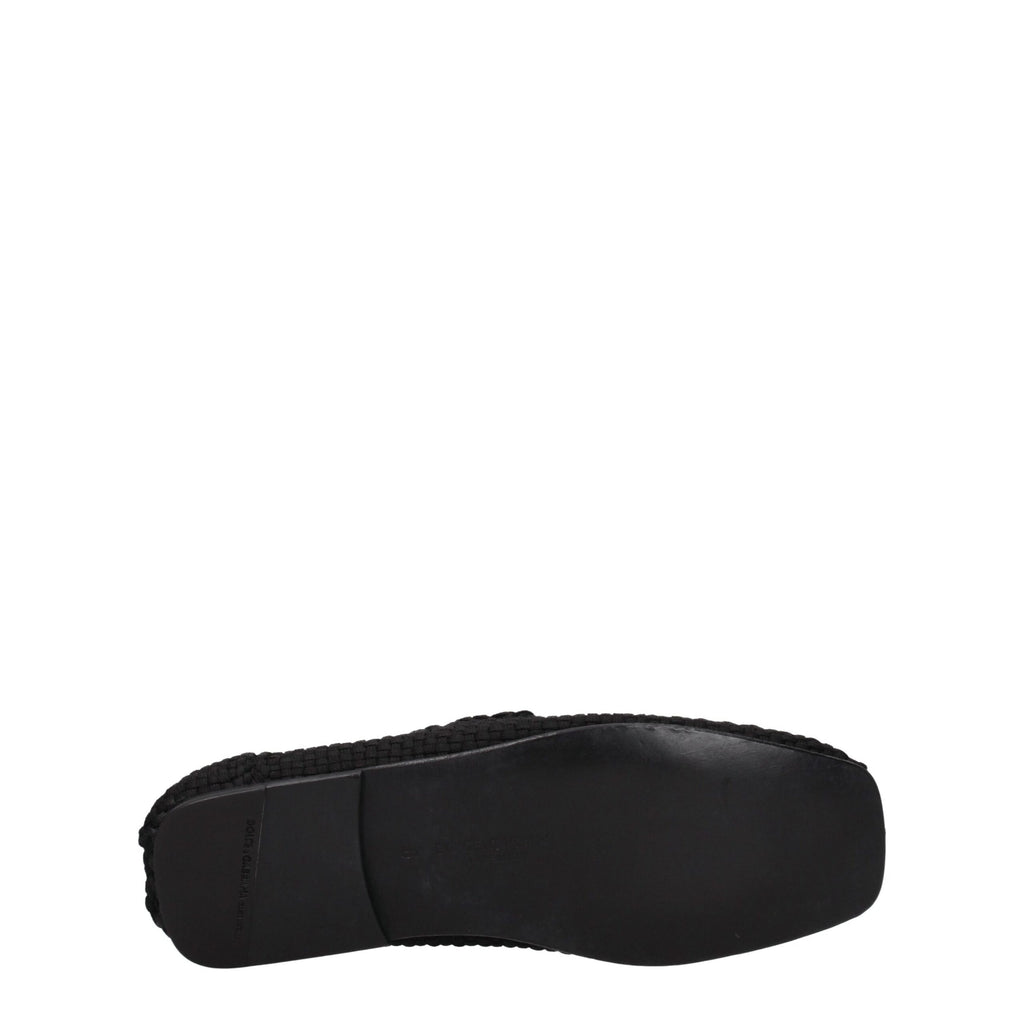 Dolce & Gabbana Black Fabric Slip-On Loafers