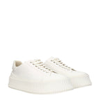 Jil Sander White Fabric Platform Sneakers