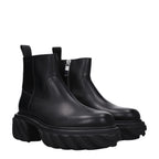 Off-White Black Leather Ankle Boots