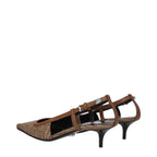 Versace Beige Fabric Mid Heel Pumps