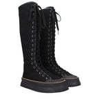 Max Mara Black Fabric Lace-Up Boots