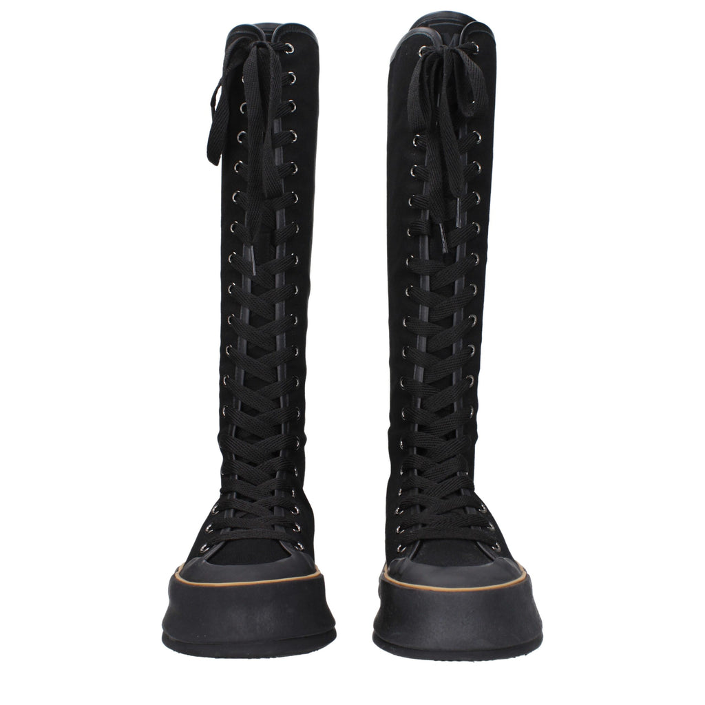 Max Mara Black Fabric Lace-Up Boots