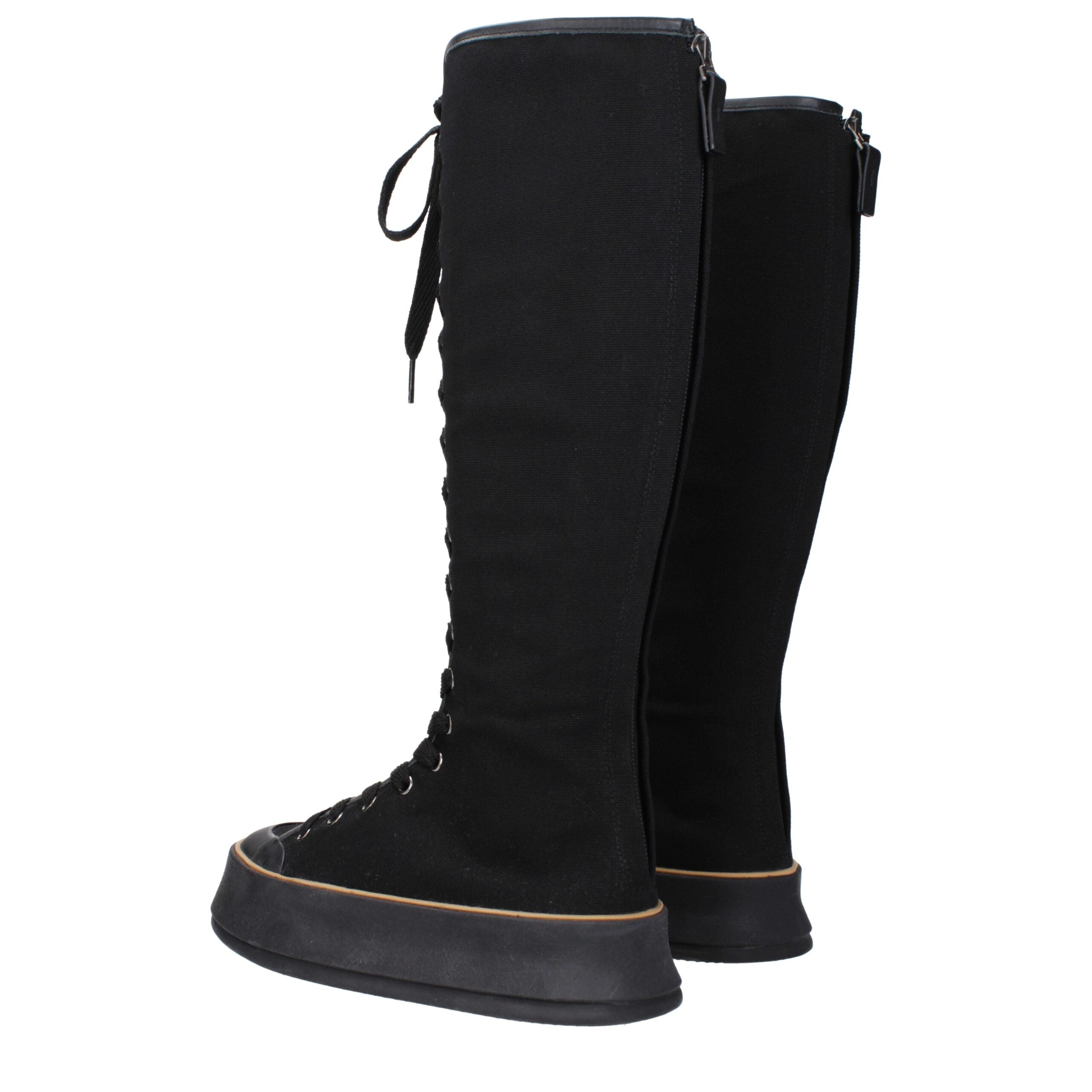 Max Mara Black Fabric Lace-Up Boots