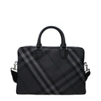 Burberry Gray Fabric Business And Laptop Bag
