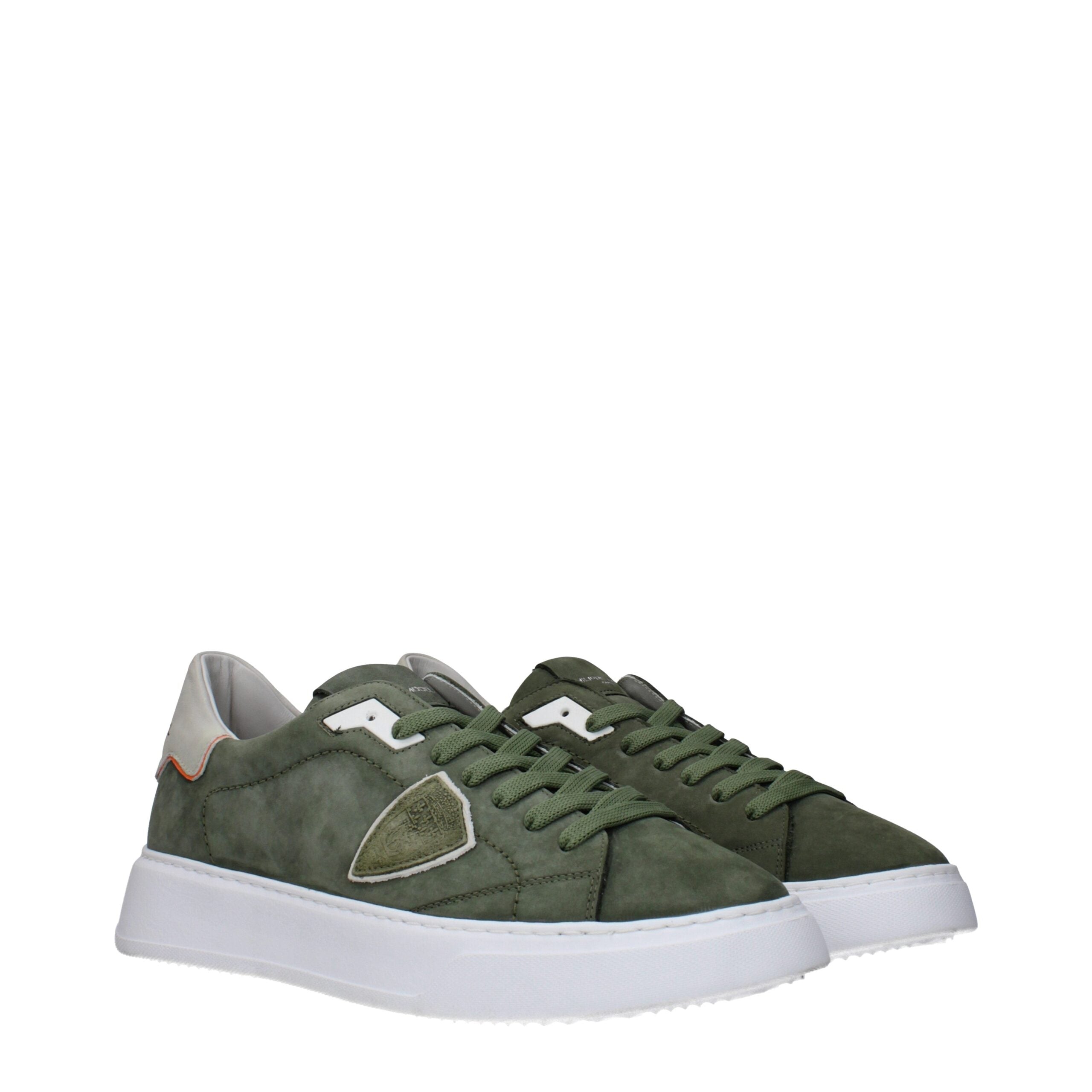 Philippe Model Green Leather Low Top Sneakers