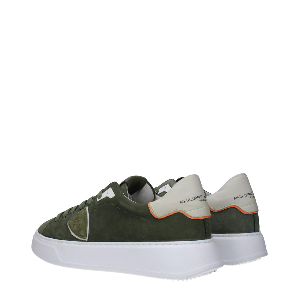 Philippe Model Green Leather Low Top Sneakers