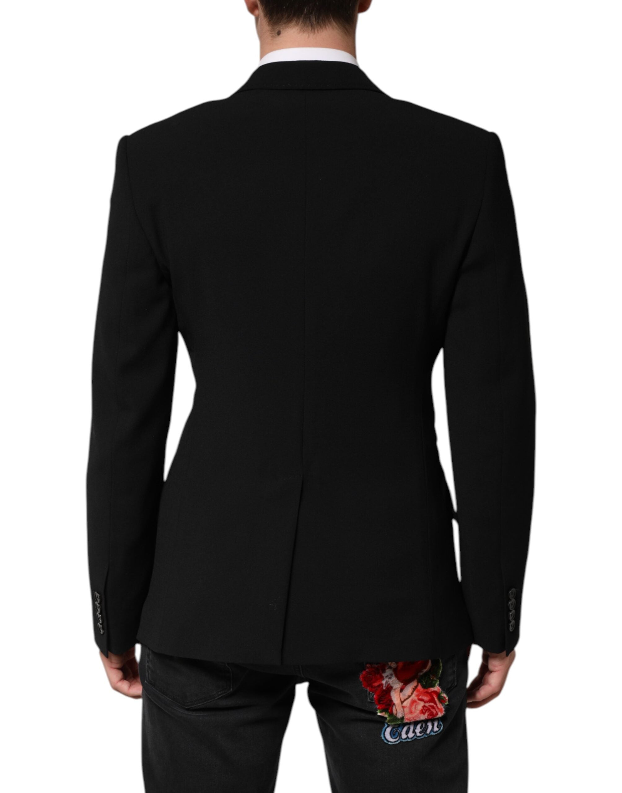 Dolce & Gabbana Black SICILIA Double Breasted Coat Blazer