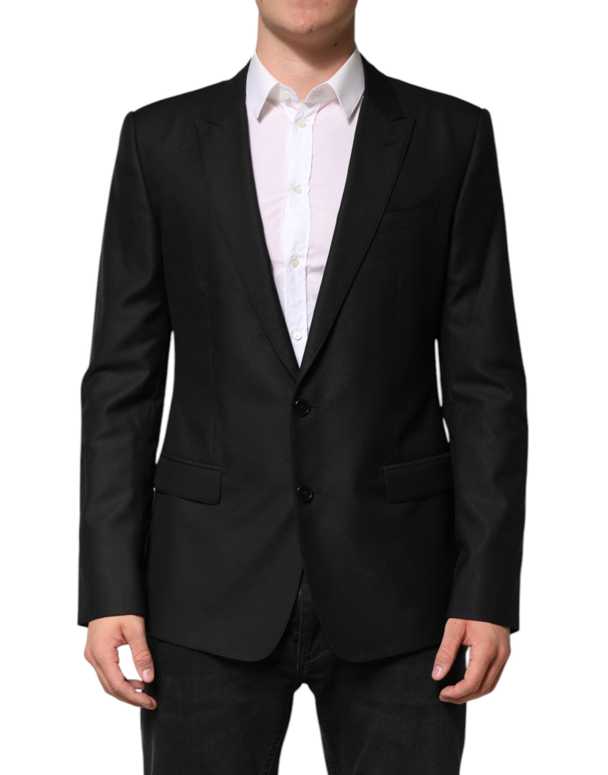 Dolce & Gabbana Black Wool Single Breasted Jacket Blazer
