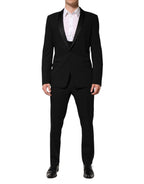 Dolce & Gabbana Black Wool 3 Piece Single Breasted Suit
