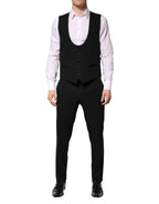 Dolce & Gabbana Black Wool 3 Piece Single Breasted Suit