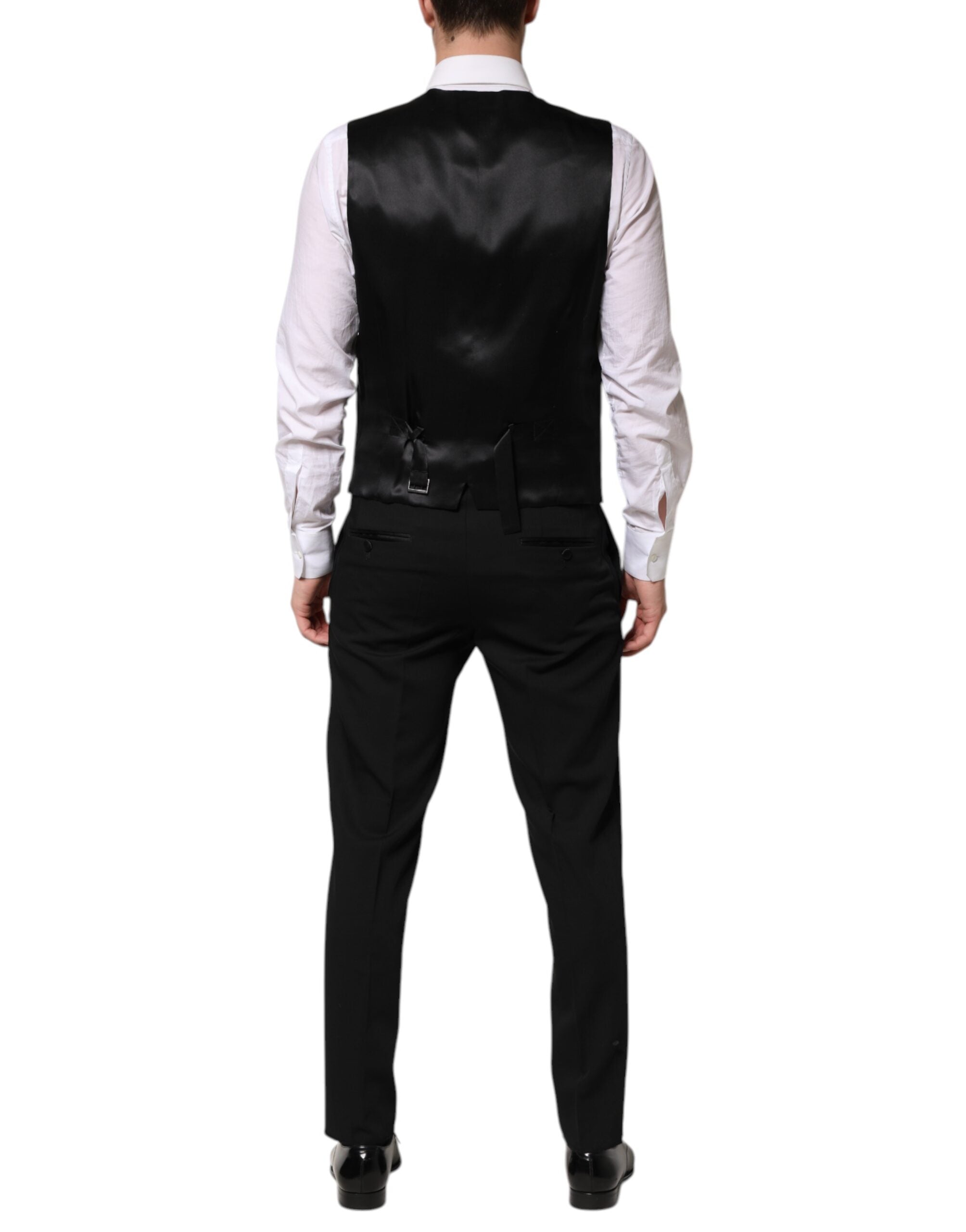 Dolce & Gabbana Black Wool 3 Piece Single Breasted Suit