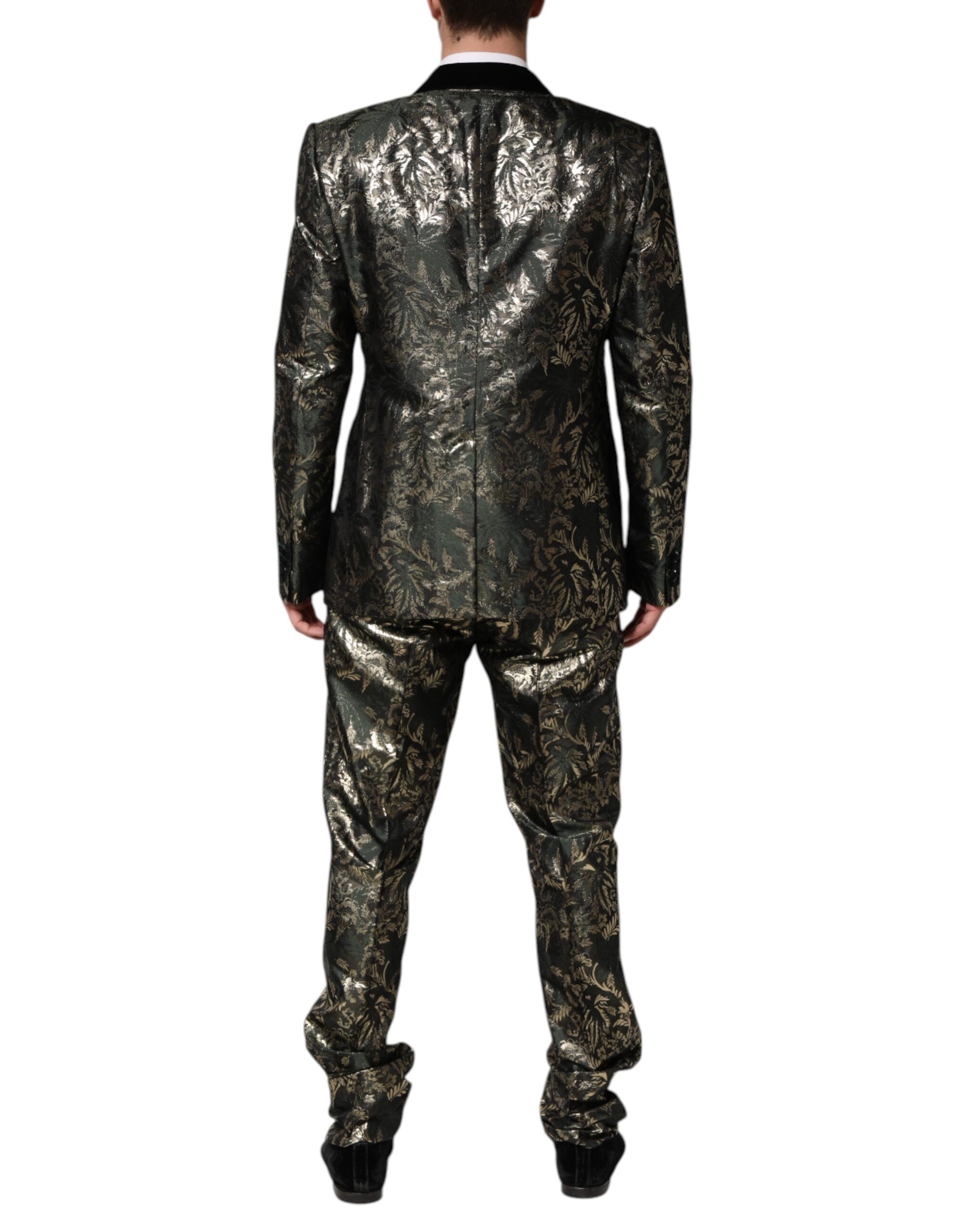 Dolce & Gabbana Metallic Floral Jacquard Silk 2 Piece Suit
