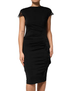 Roberto Cavalli Black Bodycon Short Sleeves Dress