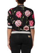 Dolce & Gabbana Black Floral Print Cotton Short Sleeves Top