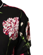 Dolce & Gabbana Black Floral Print Cotton Short Sleeves Top