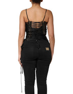 Dolce & Gabbana Black Eyelet Embellished Corset Style Top