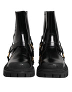 Dolce & Gabbana Black Leather Chelsea Men Short Boots Shoes