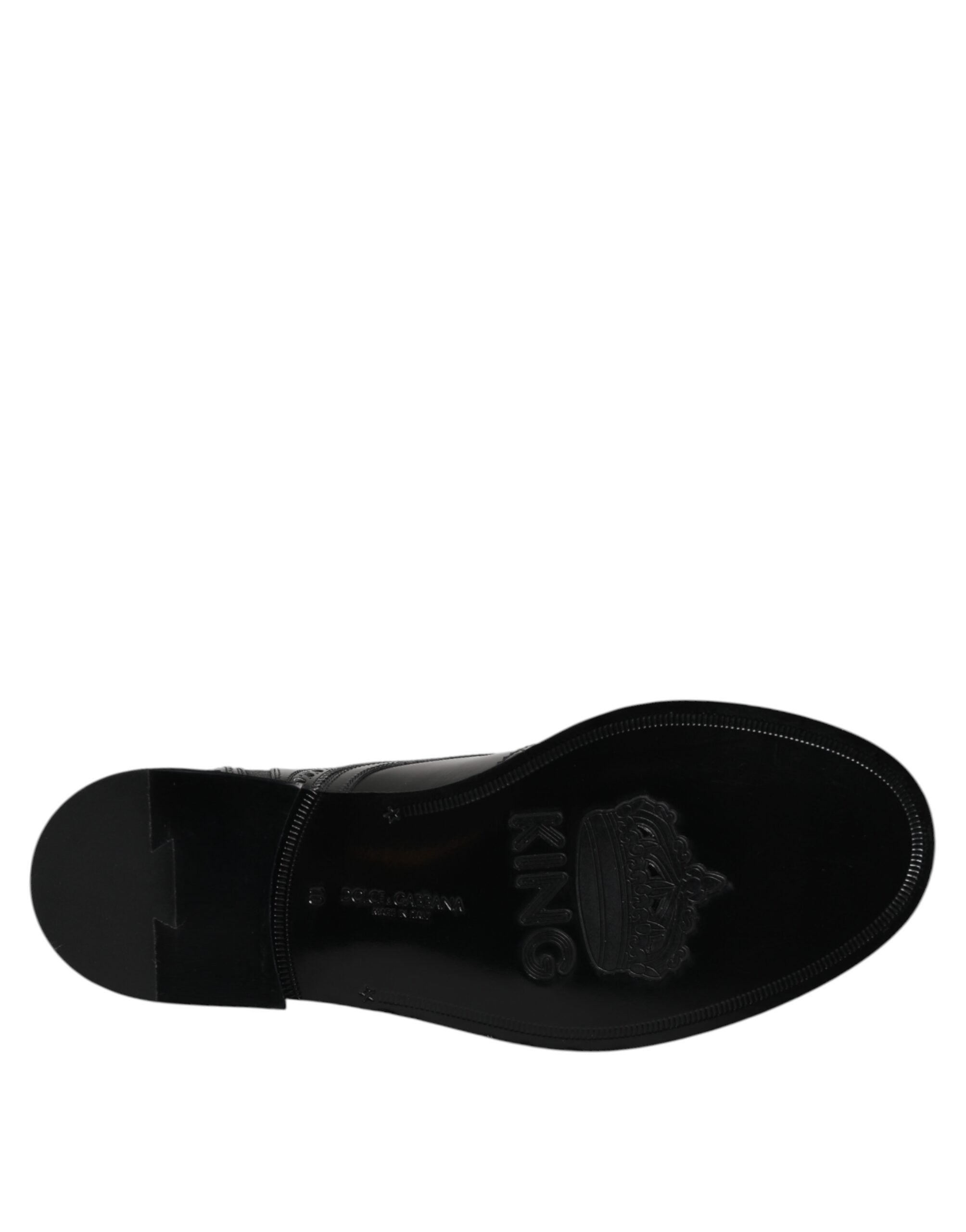 Dolce & Gabbana Black Leather Lace Up Mid Calf Boots Shoes