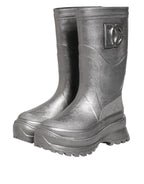 Dolce & Gabbana Metallic Silver Pull On Rain Boots Shoes
